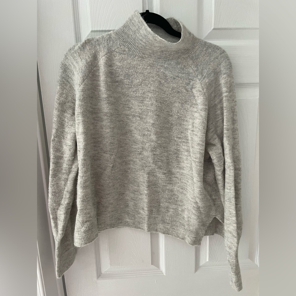 Grey knit mock neck sweater
